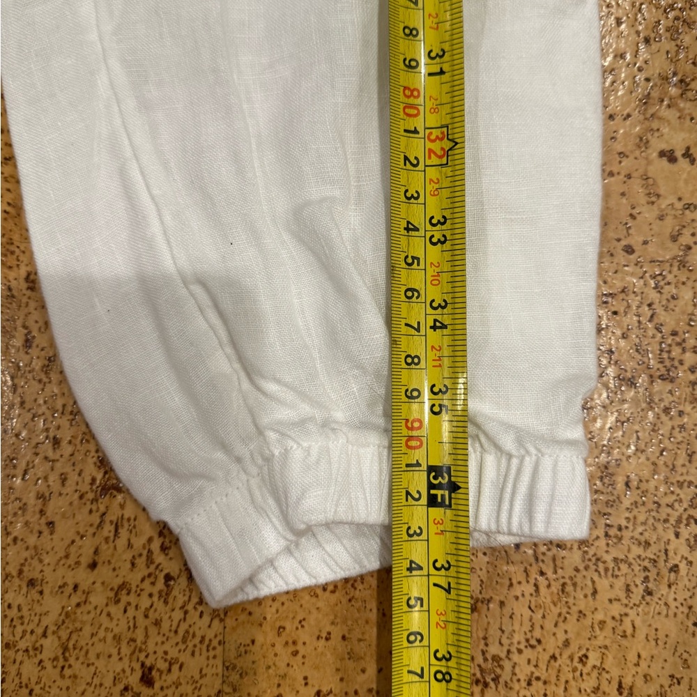 Athleta Cabo Linen Joggers Women's 8 White Chambray Pants 100% Linen Airy Beach - Picture 13 of 16